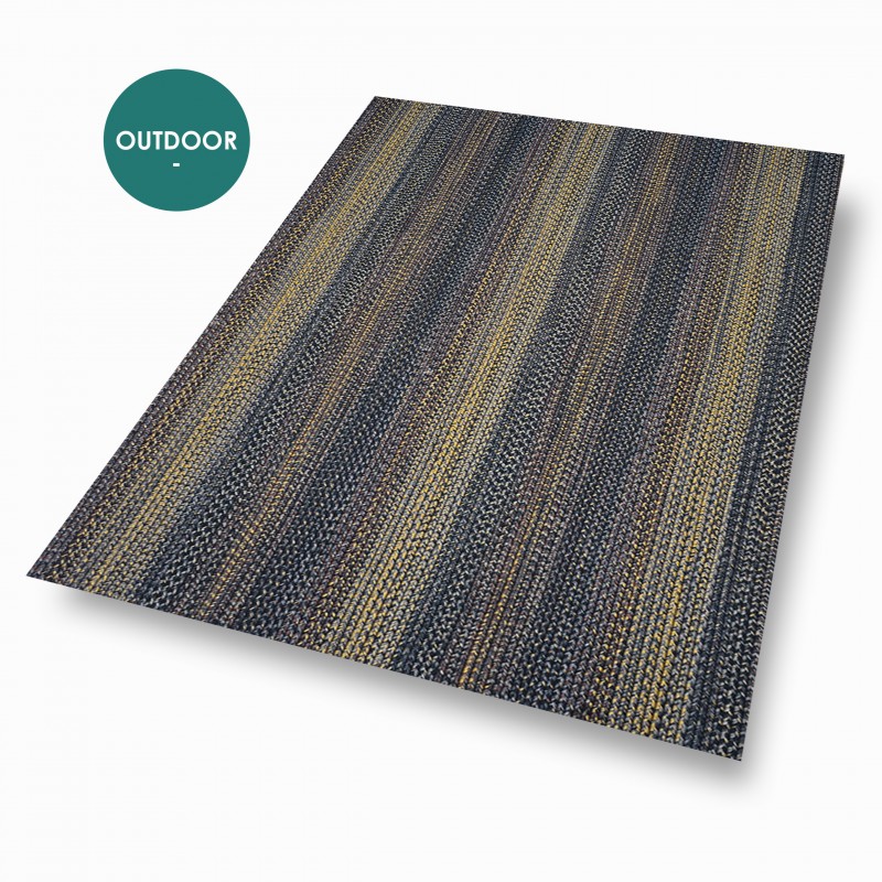 Tapis Natte brique outodor indoor à rayures fondues Toulemonde Bochart